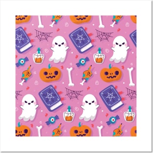 Pink Halloween pattern Posters and Art